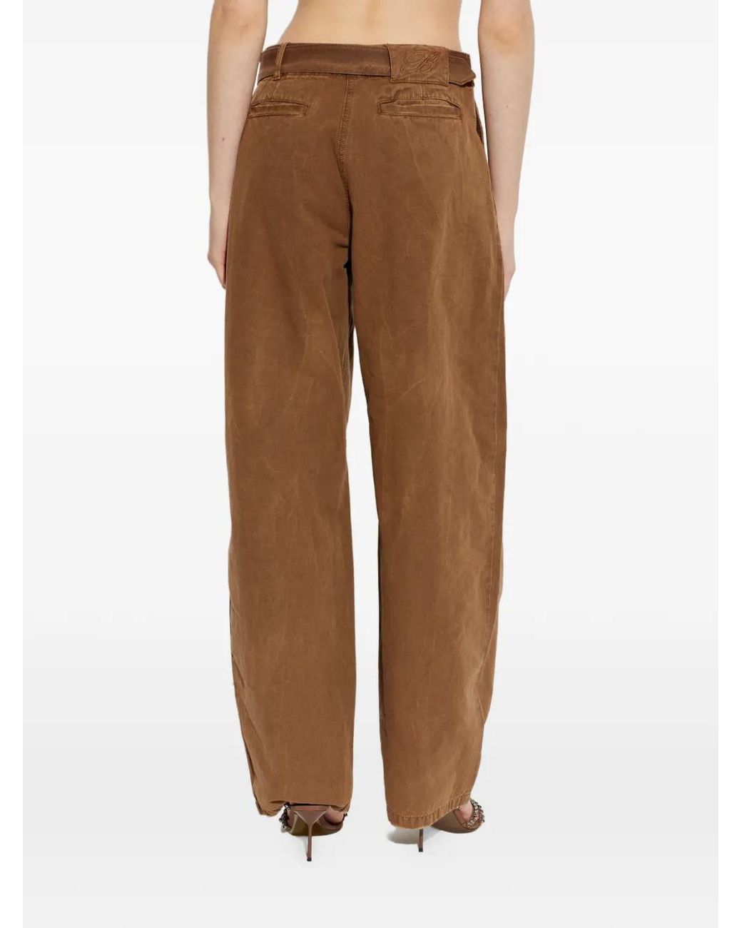 Blumarine Brown Pleated Belted Trousers