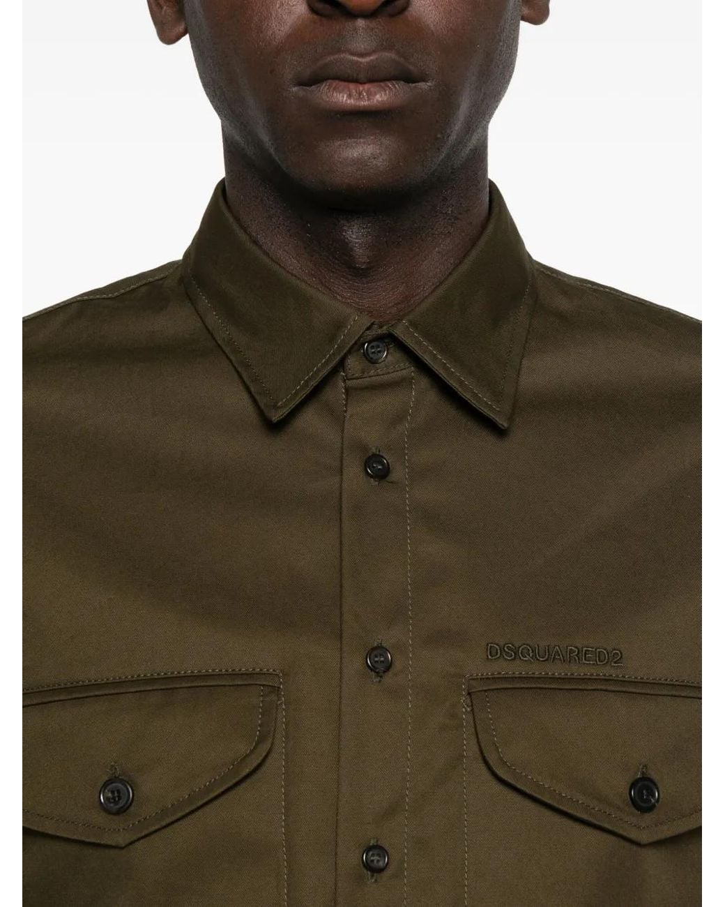 DSquared² Green Utility Double-Pocket Cotton Shirt for men