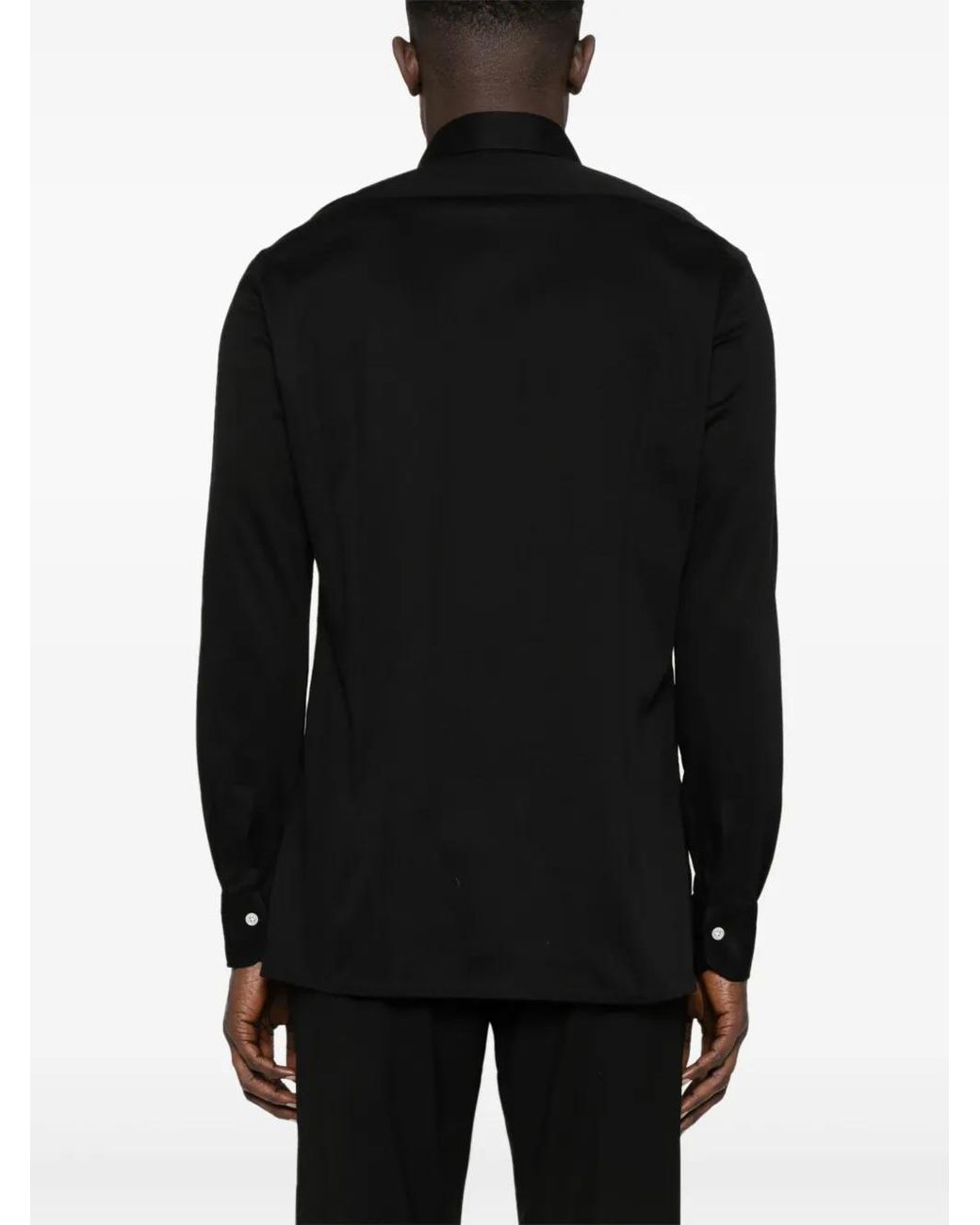 Kiton Black Classic-Collar Cotton Shirt for men