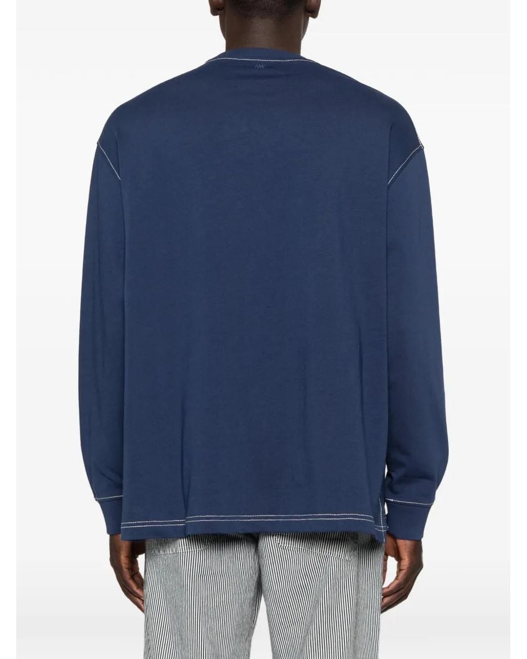 AMI Blue Long-Sleeves Sweatshirt for men
