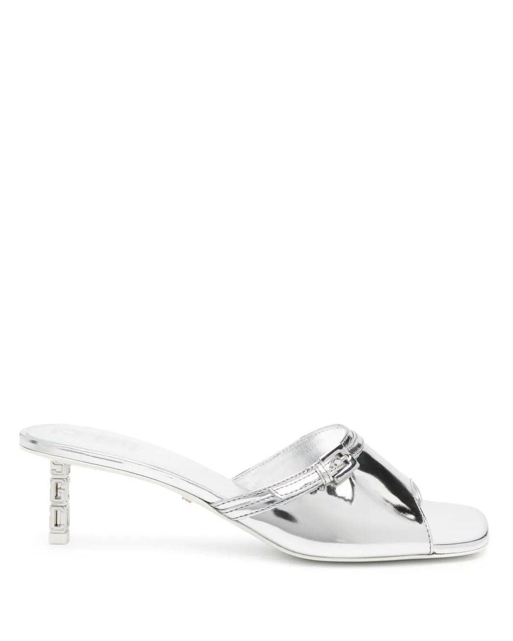 Gcds White Mirrored Leather Sandals