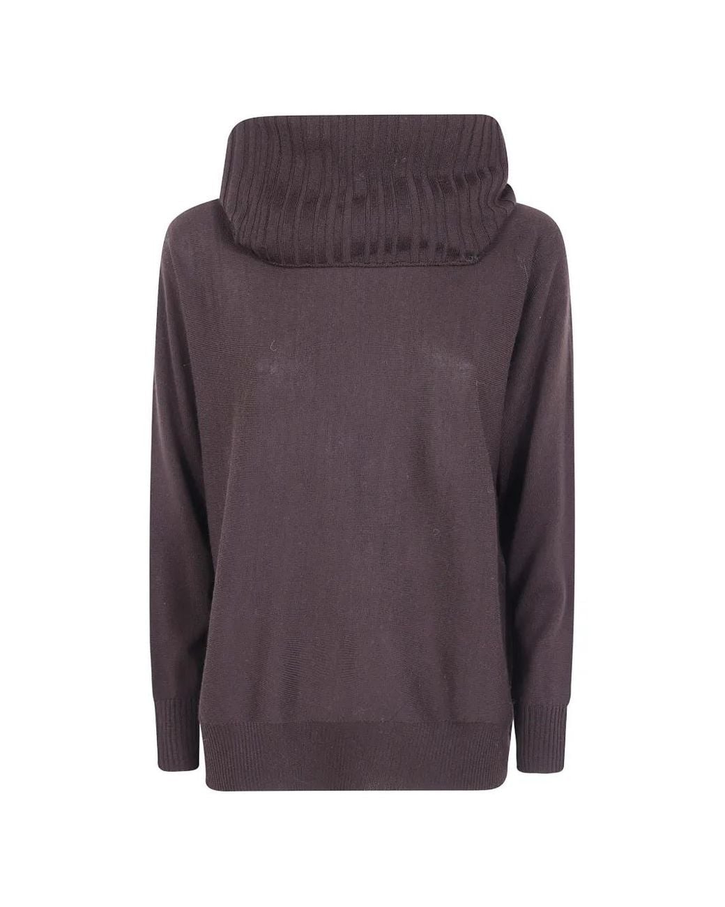 D.exterior Purple Ribbed-Knit Roll-Neck Sweater