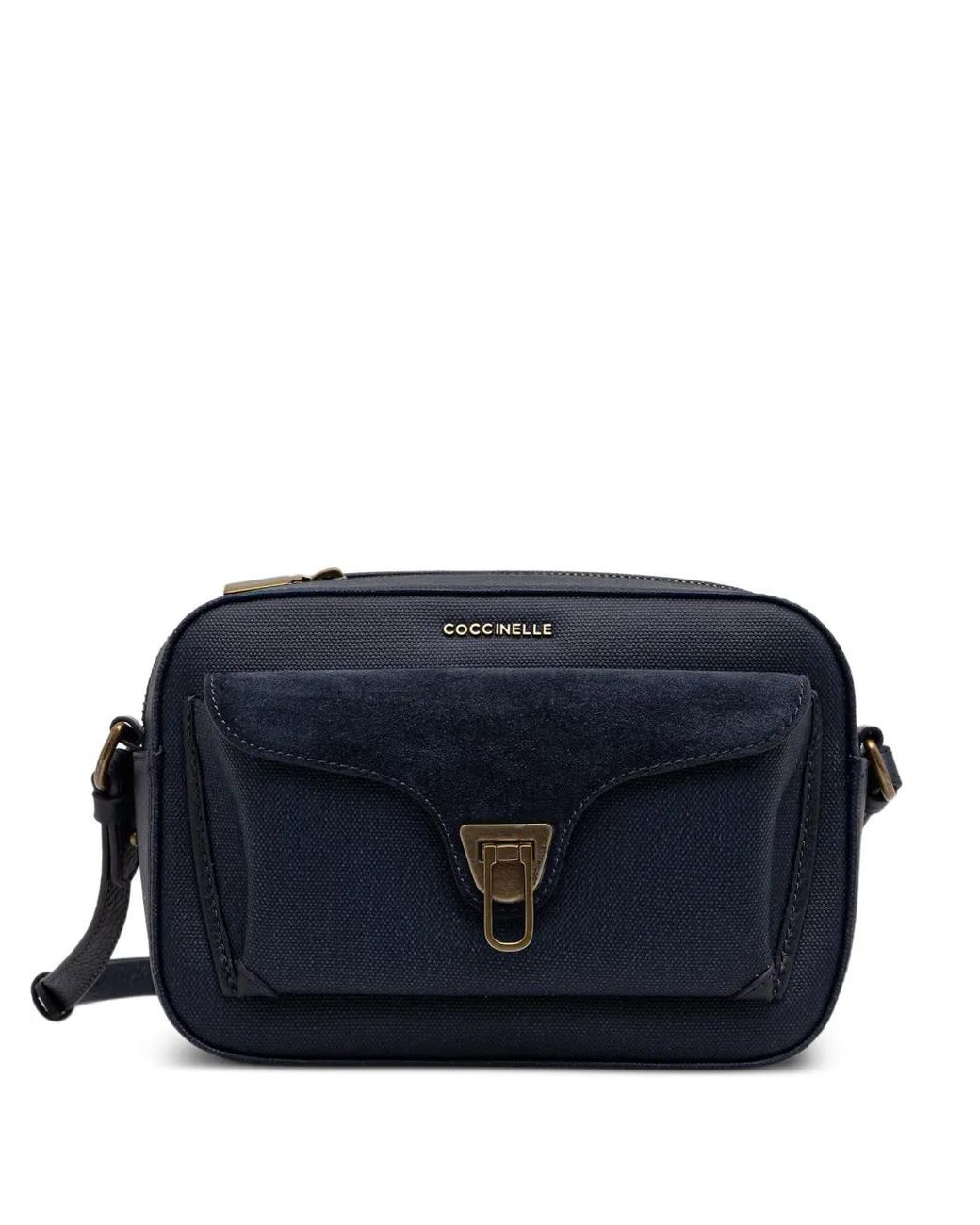 Coccinelle Blue Suede-Panelled Crossbody Bag