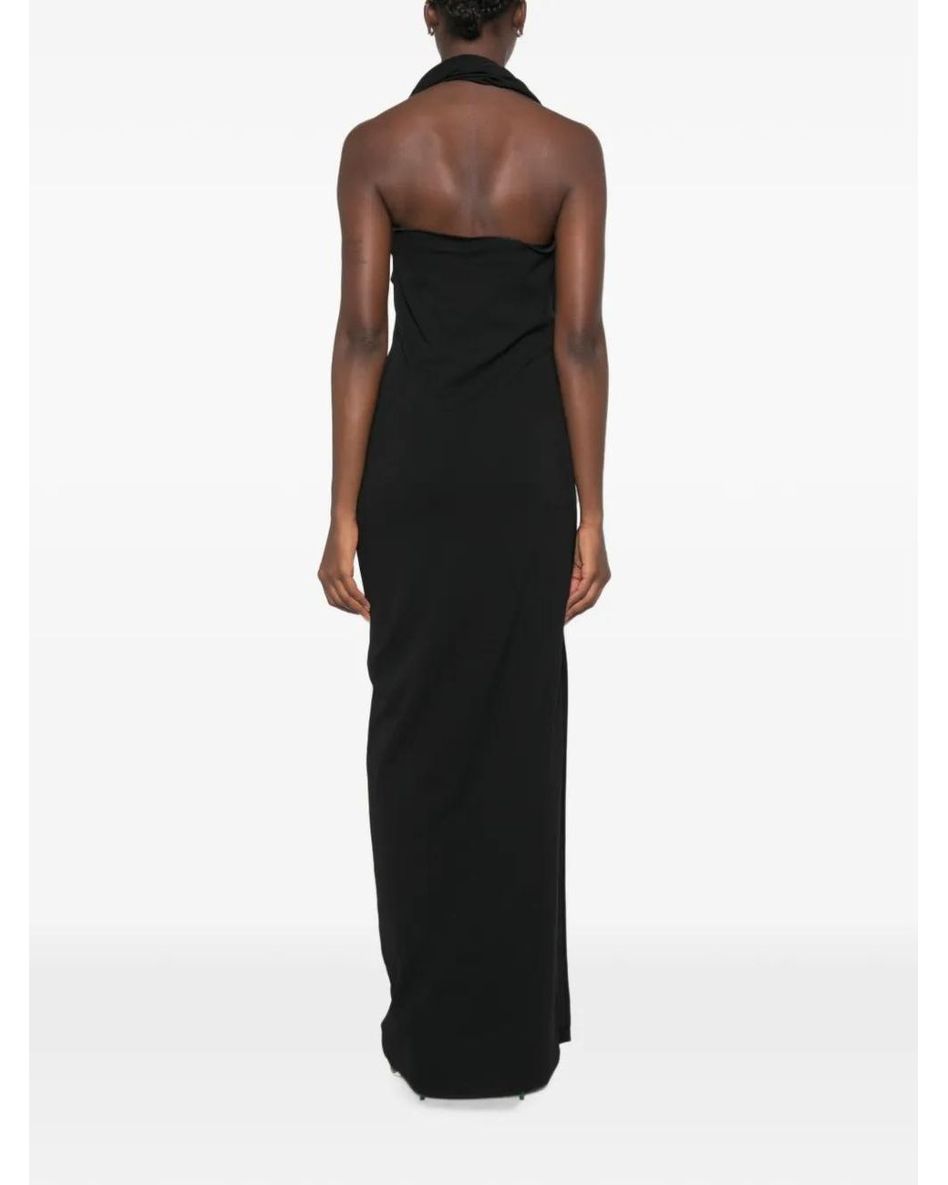 Magda Butrym Black Rosette-Detail Draped Maxi Dress