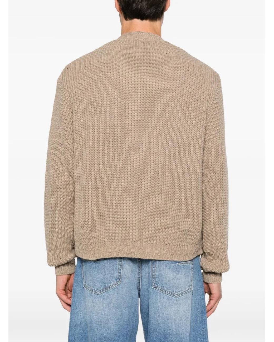Imperial Natural Chunky-Knit V-Neck Cardigan for men