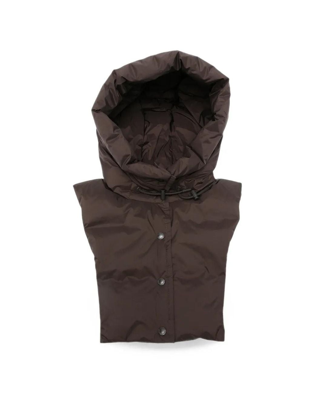 Yves Salomon Brown Padded Drawstring Hoodie