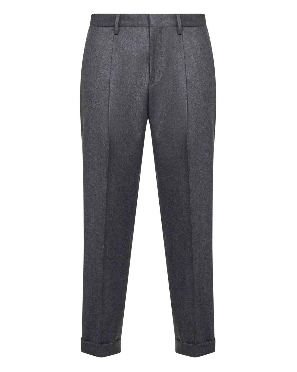 D4.0 Gray Tiberio Pleat Turn-Up Trousers for men