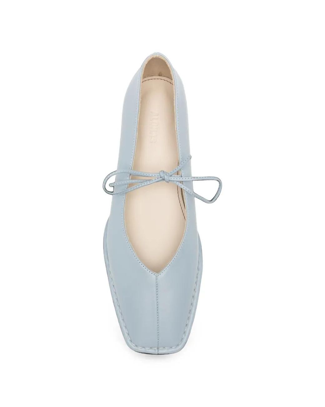 Alohas White Bow-Detail Square-Toe Ballet Flats