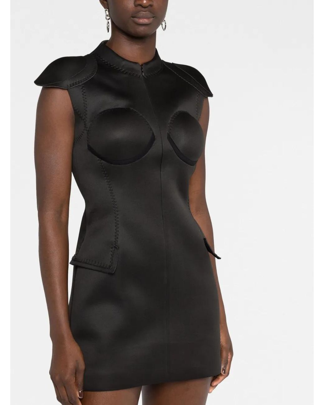 Coperni Black Cup Neoprene Minidress