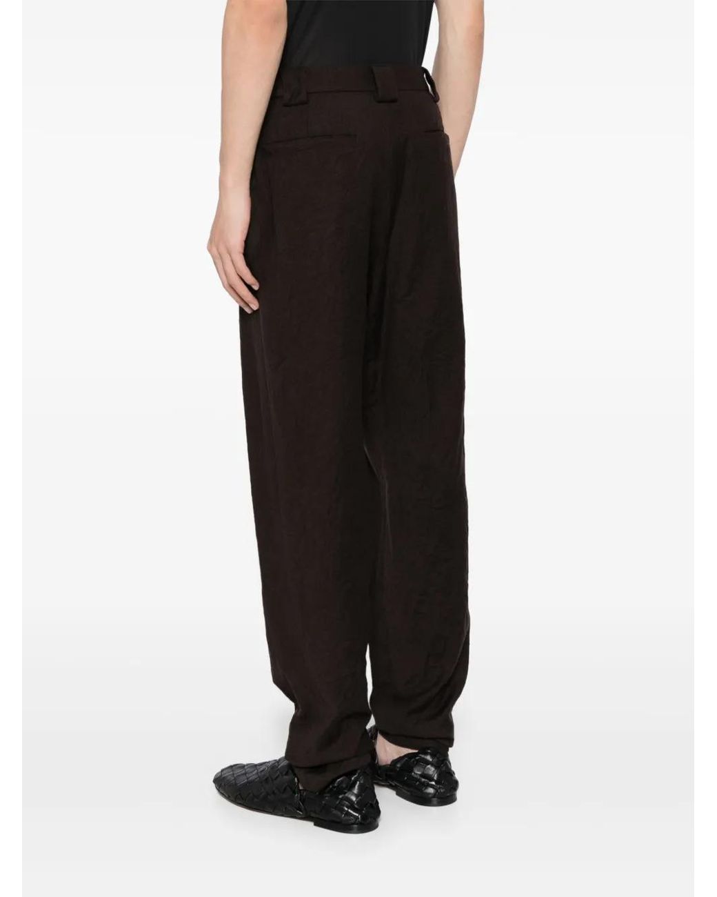Giorgio Armani Black Single-Pleat Flannel Trousers for men