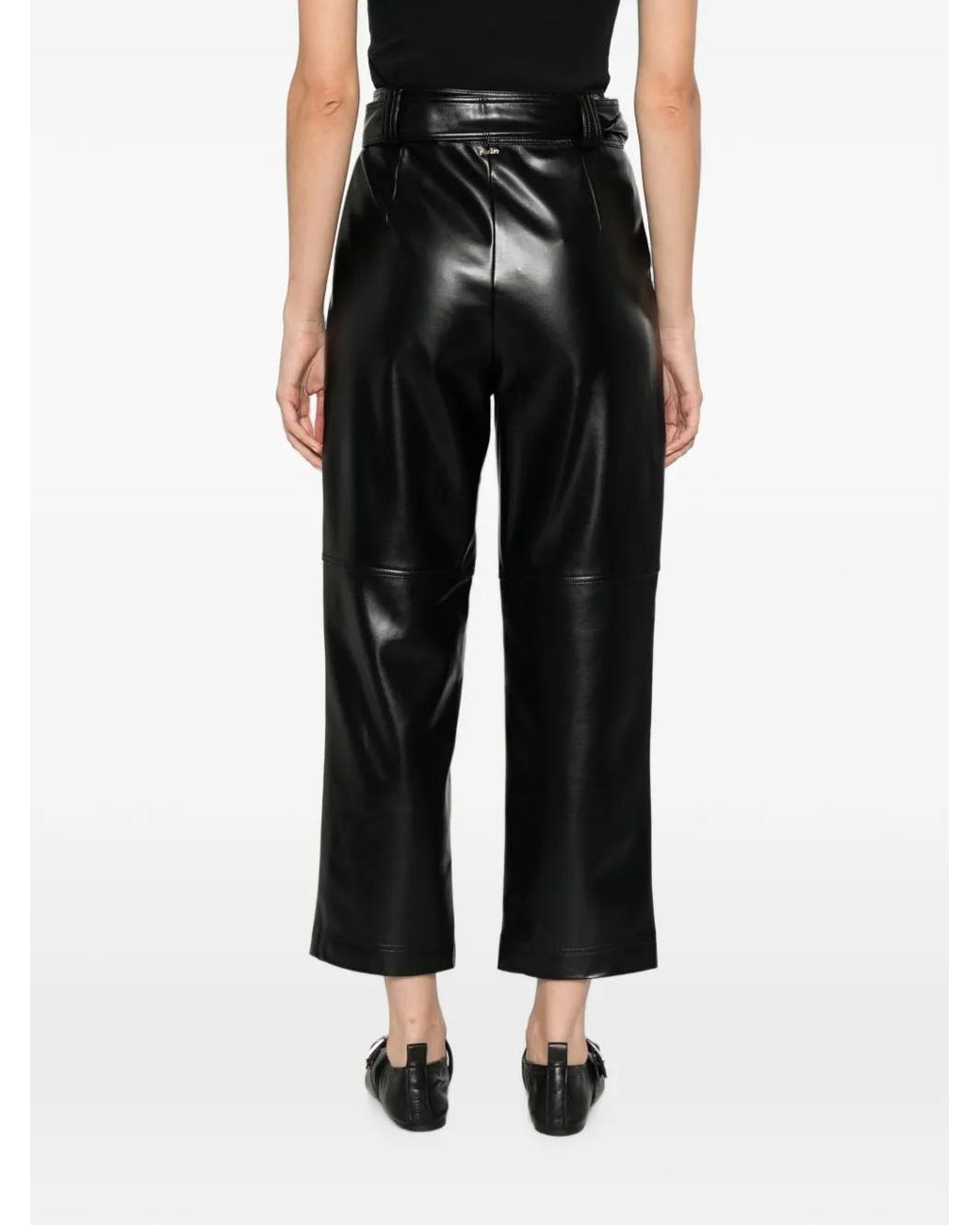 Twinset Black Faux Leather Trousers With Belt