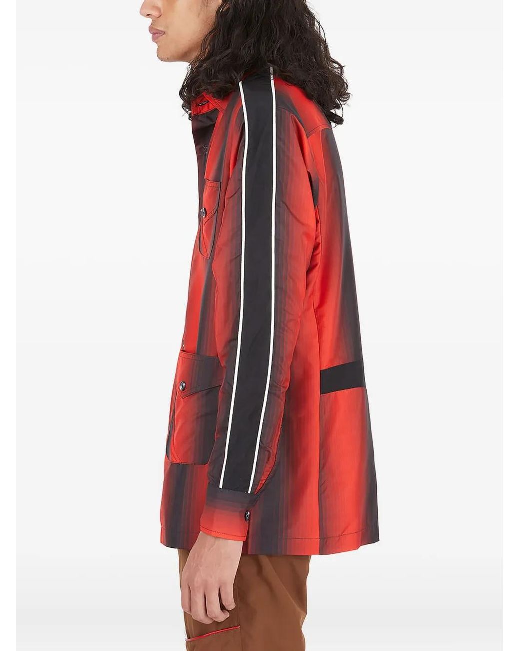 Ahluwalia Red Stripe-Pattern Shirt Jacket for men