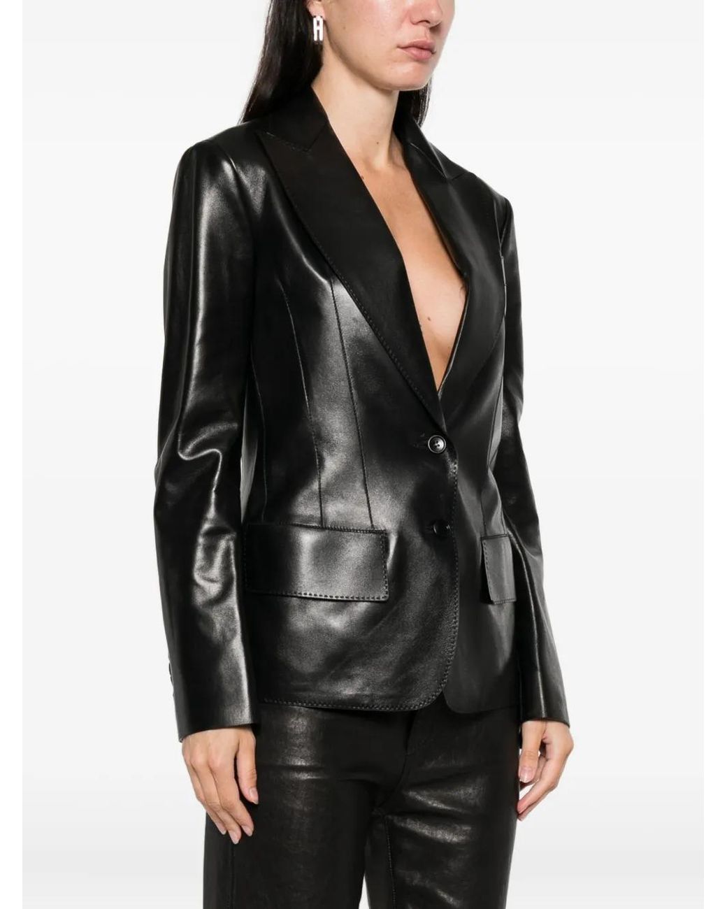 Tom Ford Black Notched-Lapel Leather Jacket