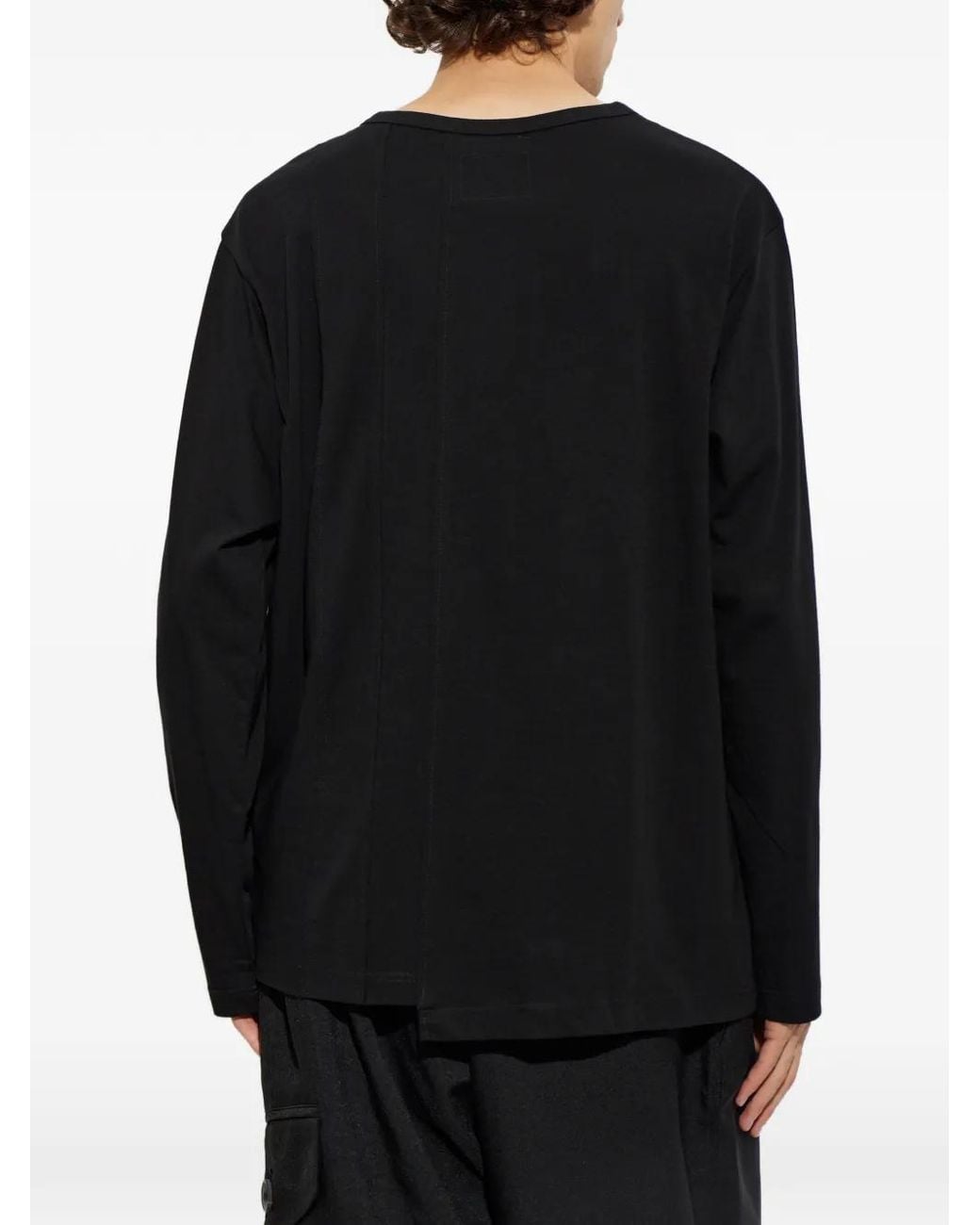 Yohji Yamamoto Black Seam-Detail Long-Sleeve T-Shirt for men