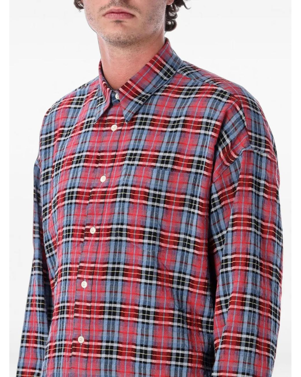 sunflower Red Stable Check-Pattern Button-Down Shirt for men
