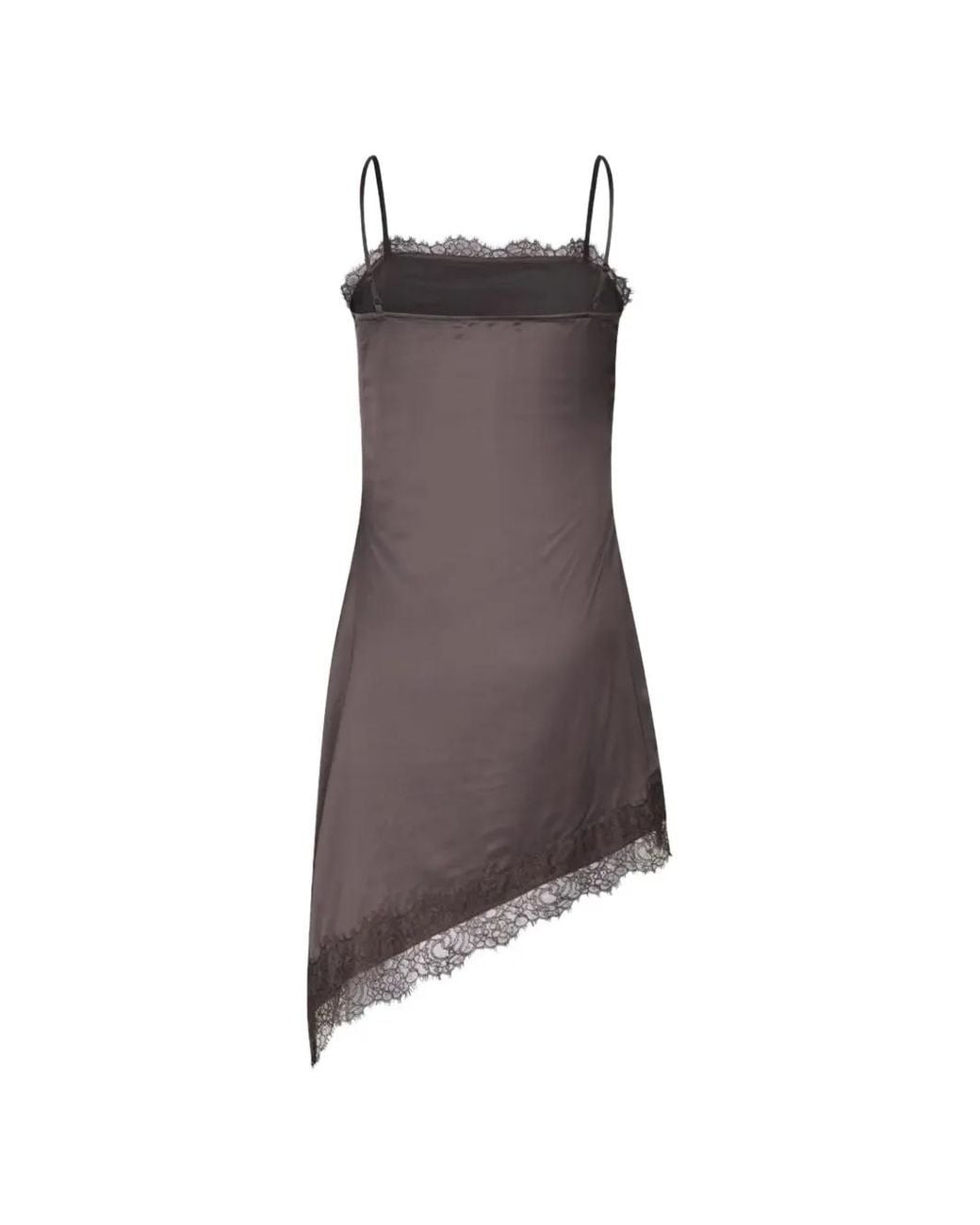 Samsøe & Samsøe Brown Lace-Trim Asymmetric Dress