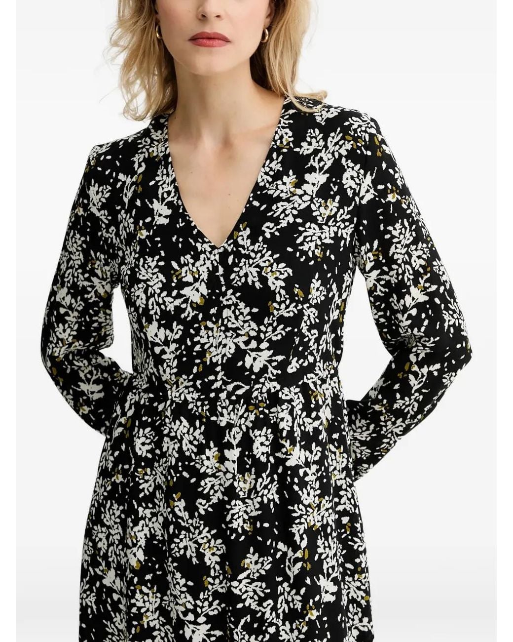 Marc O' Polo Black V-Neck Midi Dress