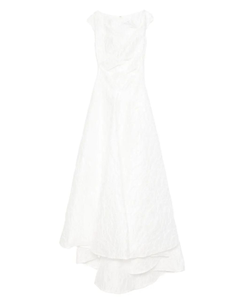 Talbot Runhof White Tiered Midi Dress