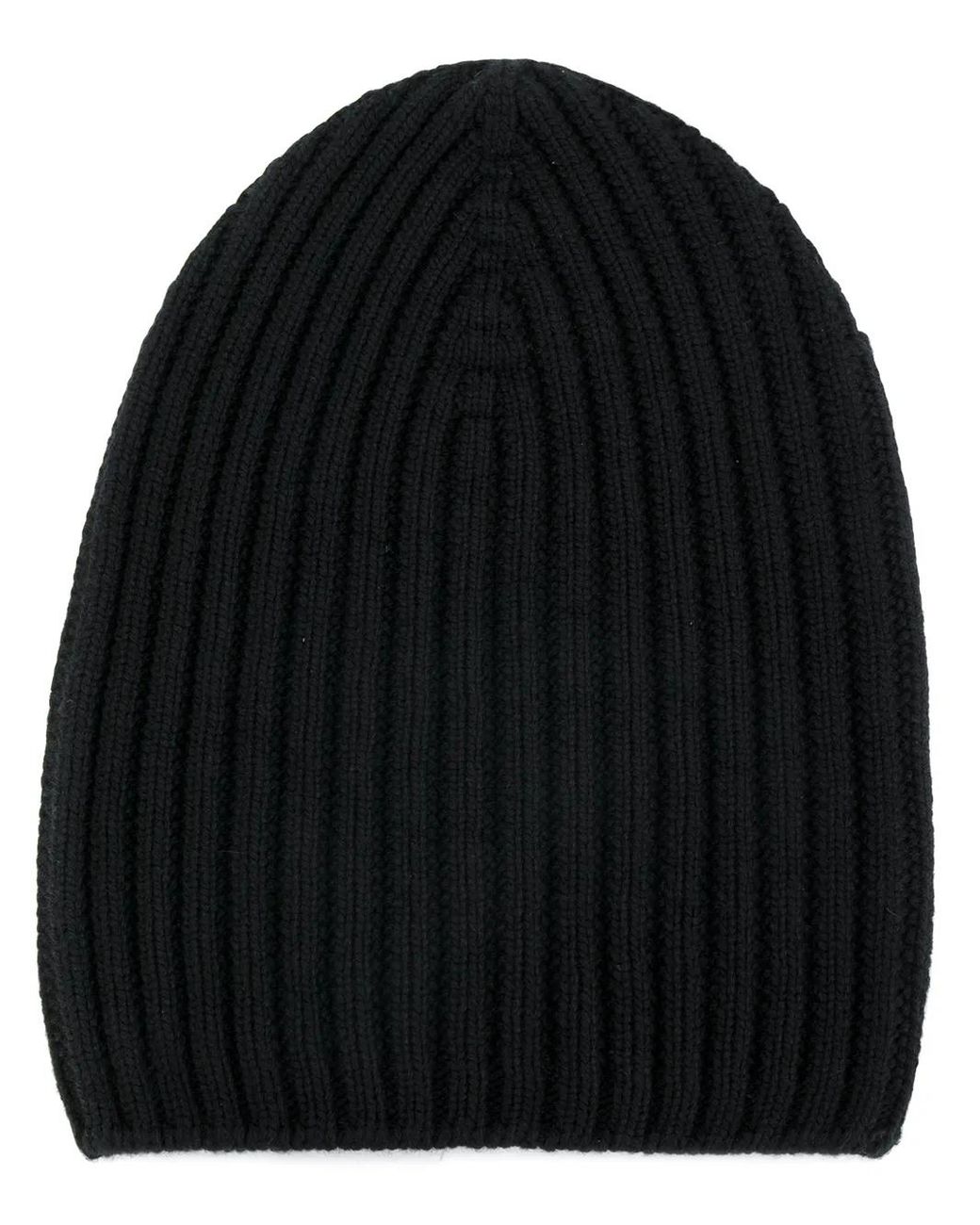 Barrie Black Ribbed-Knit Cashmere Beanie