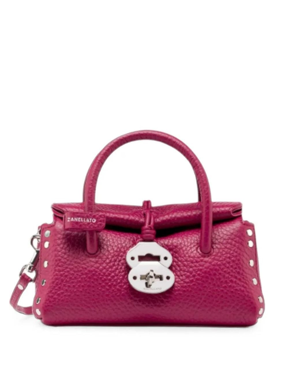 Zanellato Purple Dotta Baby Pebbled Leather Tote Bag