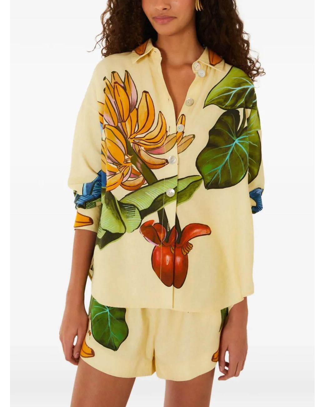 Farm Rio Green Banana Grapes Lenzing Ecovero Euroflax Shirt