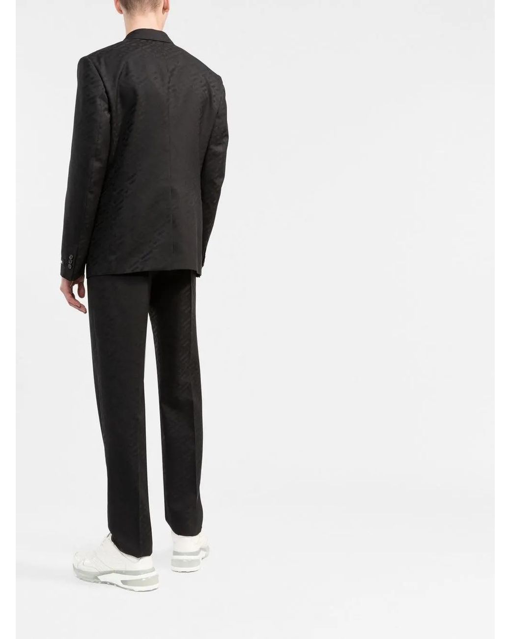 Versace Black La Greca Single-Breasted Wool Blazer for men