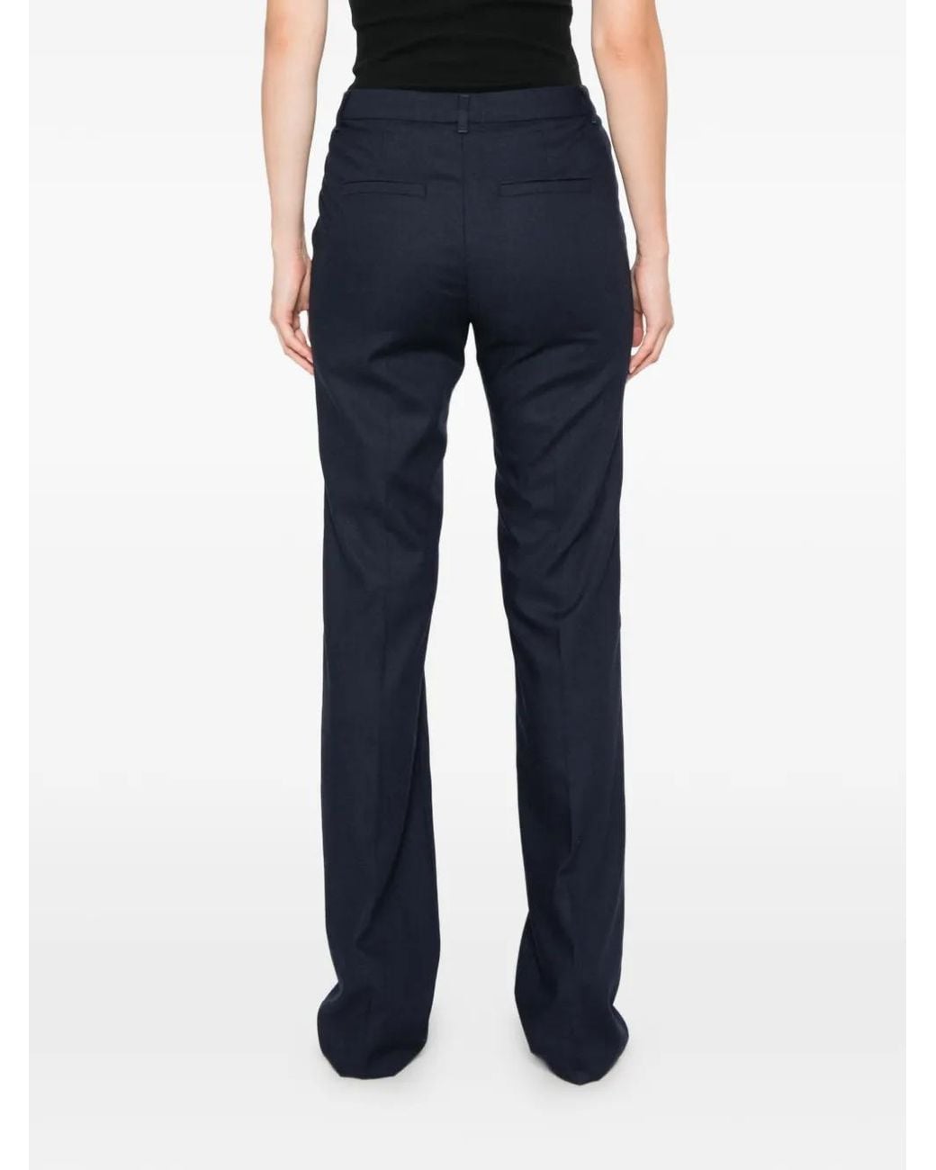 Marella Blue Pressed-Crease Straight-Leg Trousers