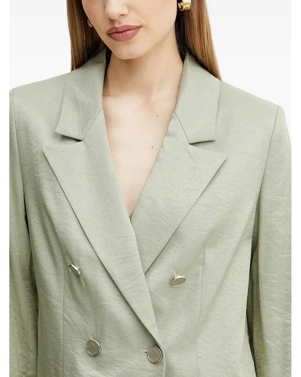 Guess Green Double-Breasted Satin Blazer