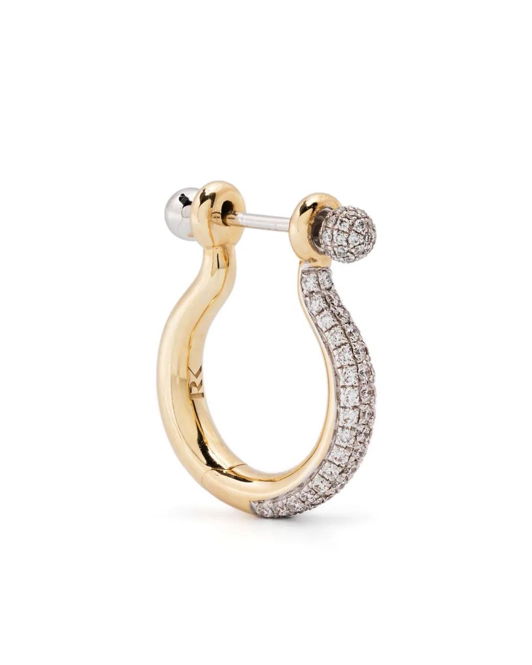 Rainbow K Metallic 14K And Small Ball Diamond Hoop Earring