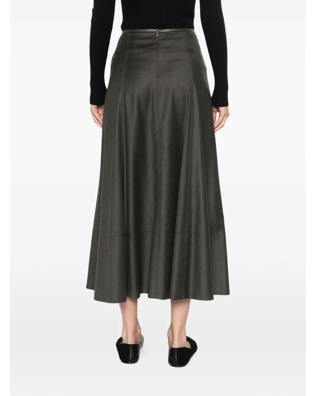 Agnona Gray High-Waisted A-Line Skirt