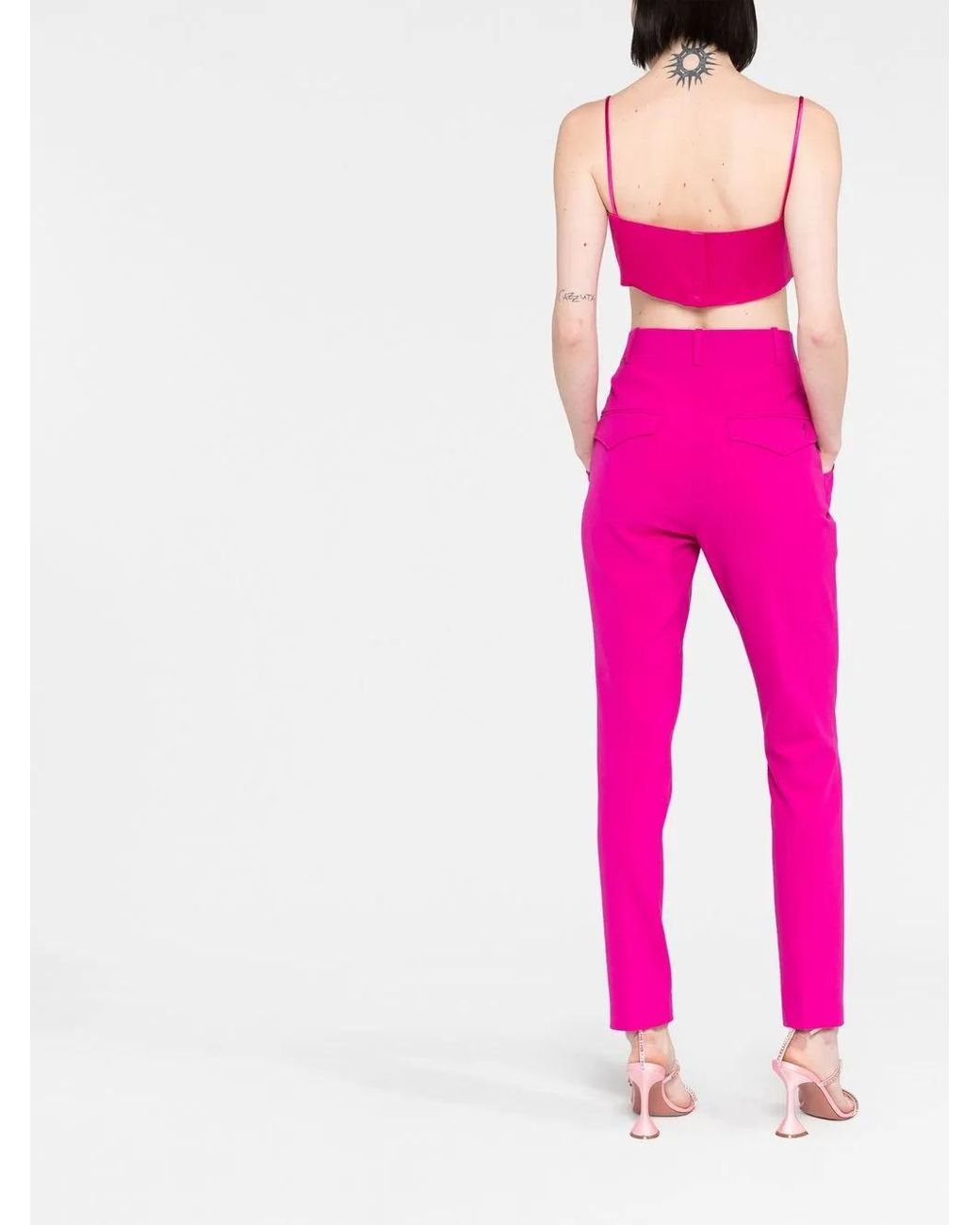 The Attico Pink Berry High-waisted Tailored Trousers