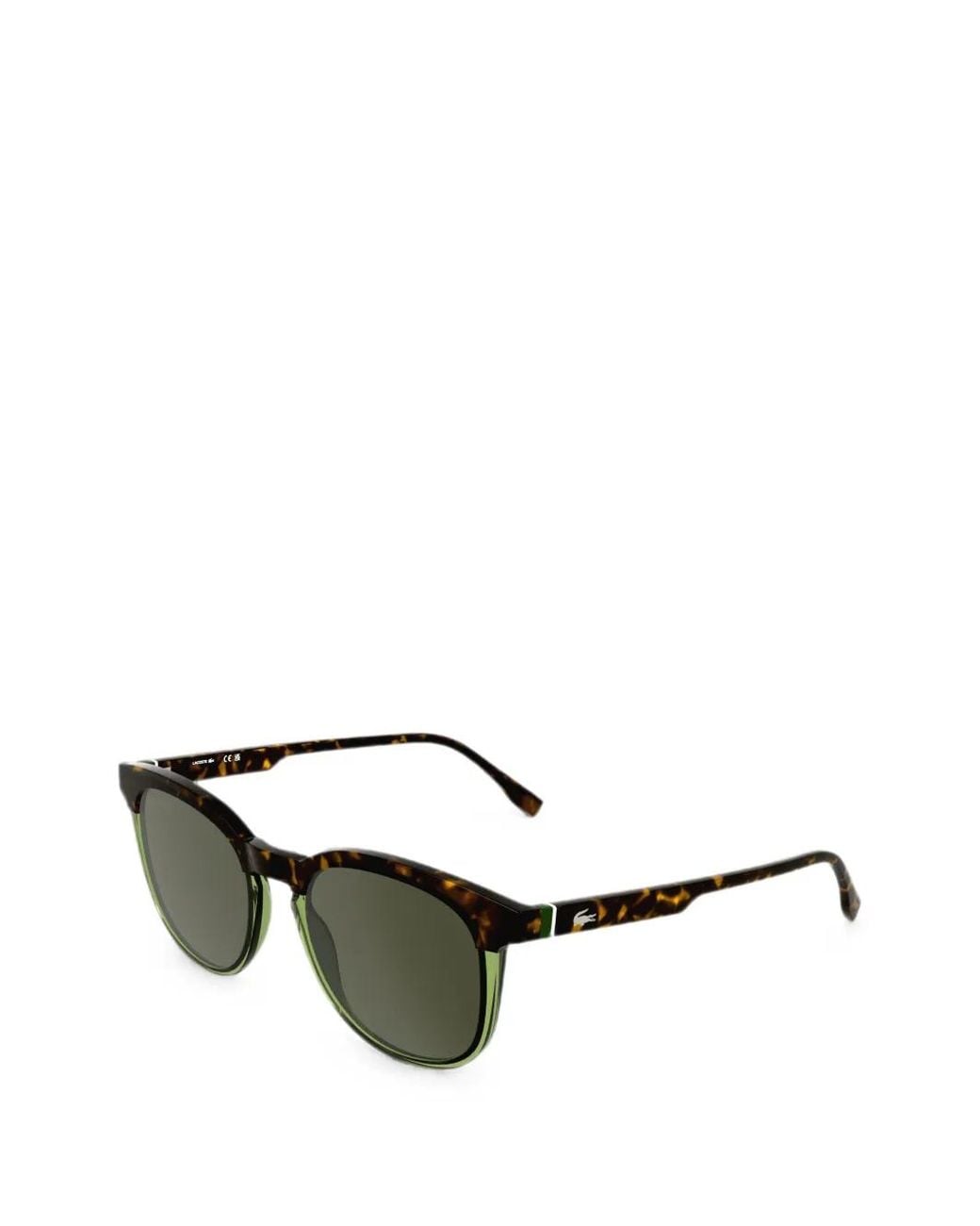Lacoste Green Tortoiseshell-Effect Round-Frame Sunglasses for men