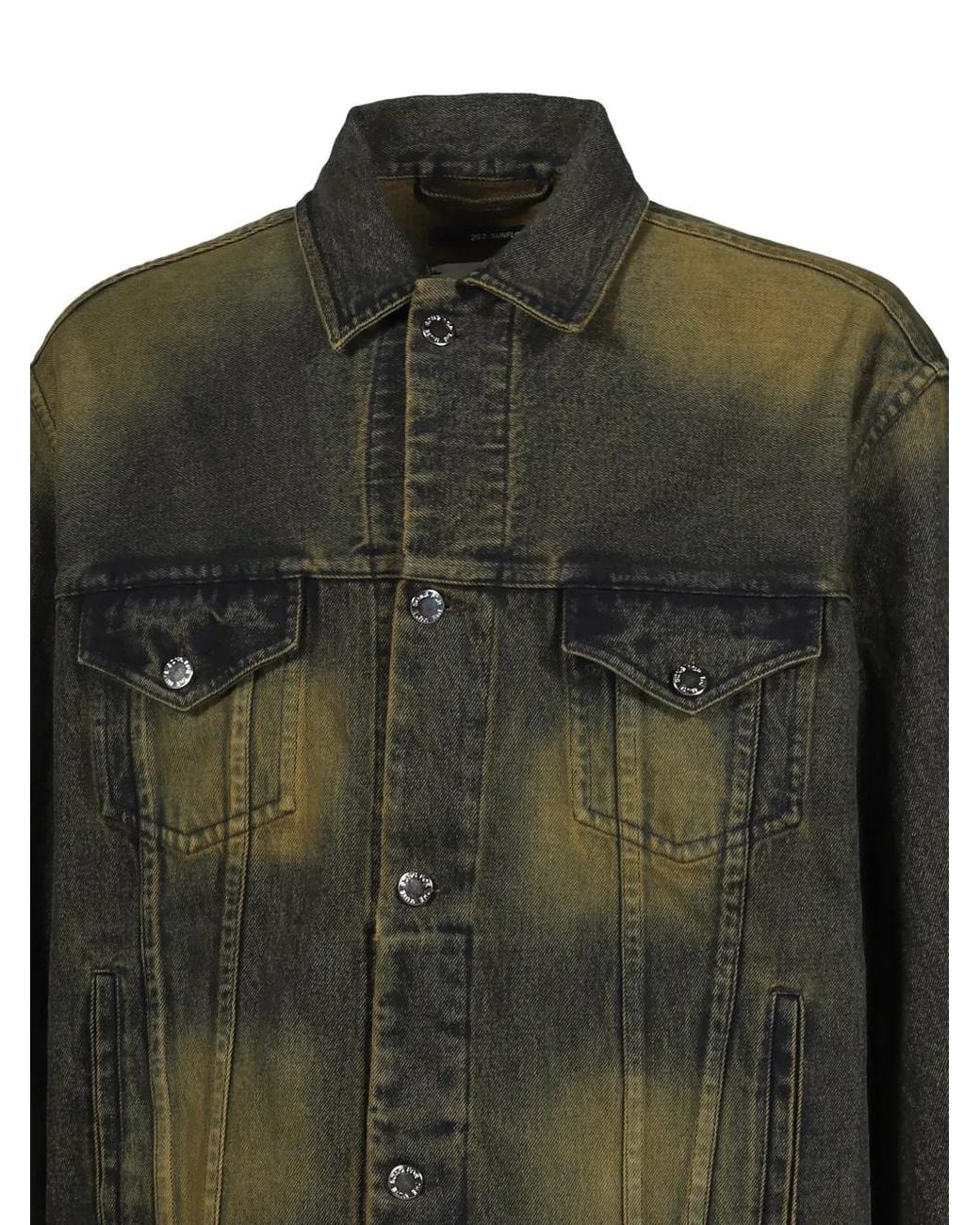 Song For The Mute Green Faded-Effect Denim Jacket for men