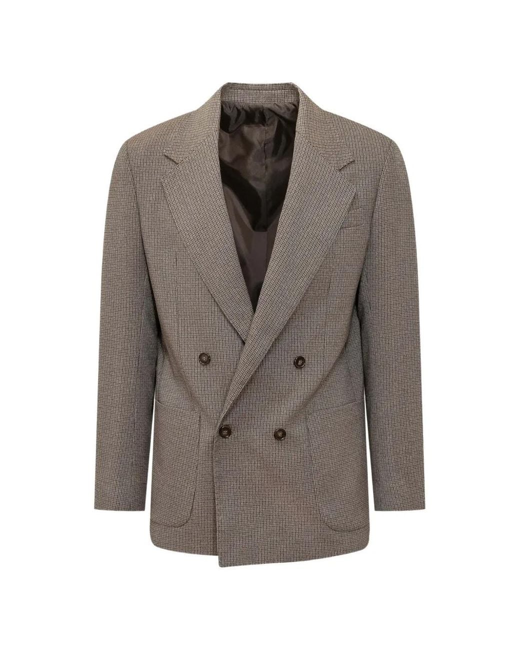 MARSĒM Gray Double-Breasted Micro-Check Jacket for men