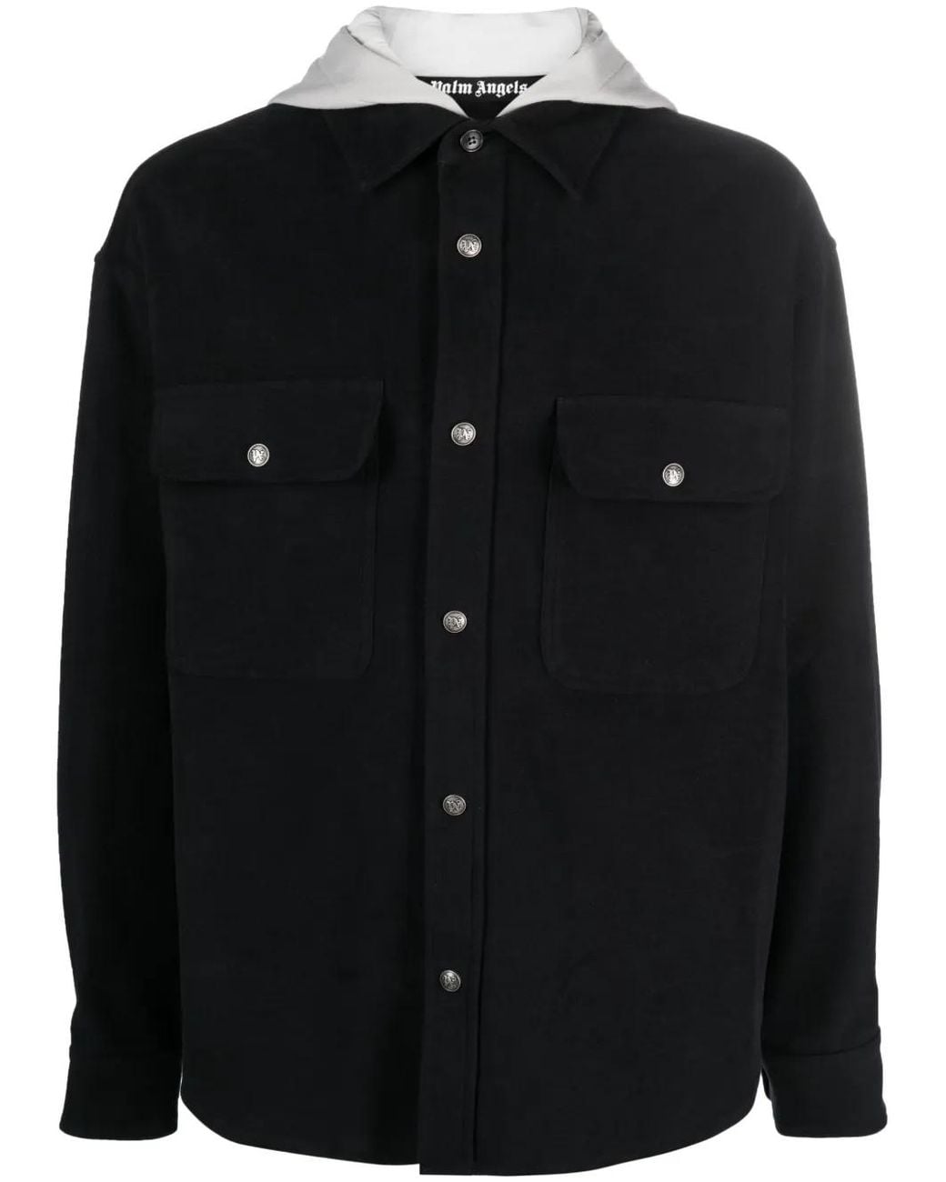 Palm Angels Black Cotton Hooded Jacket for men