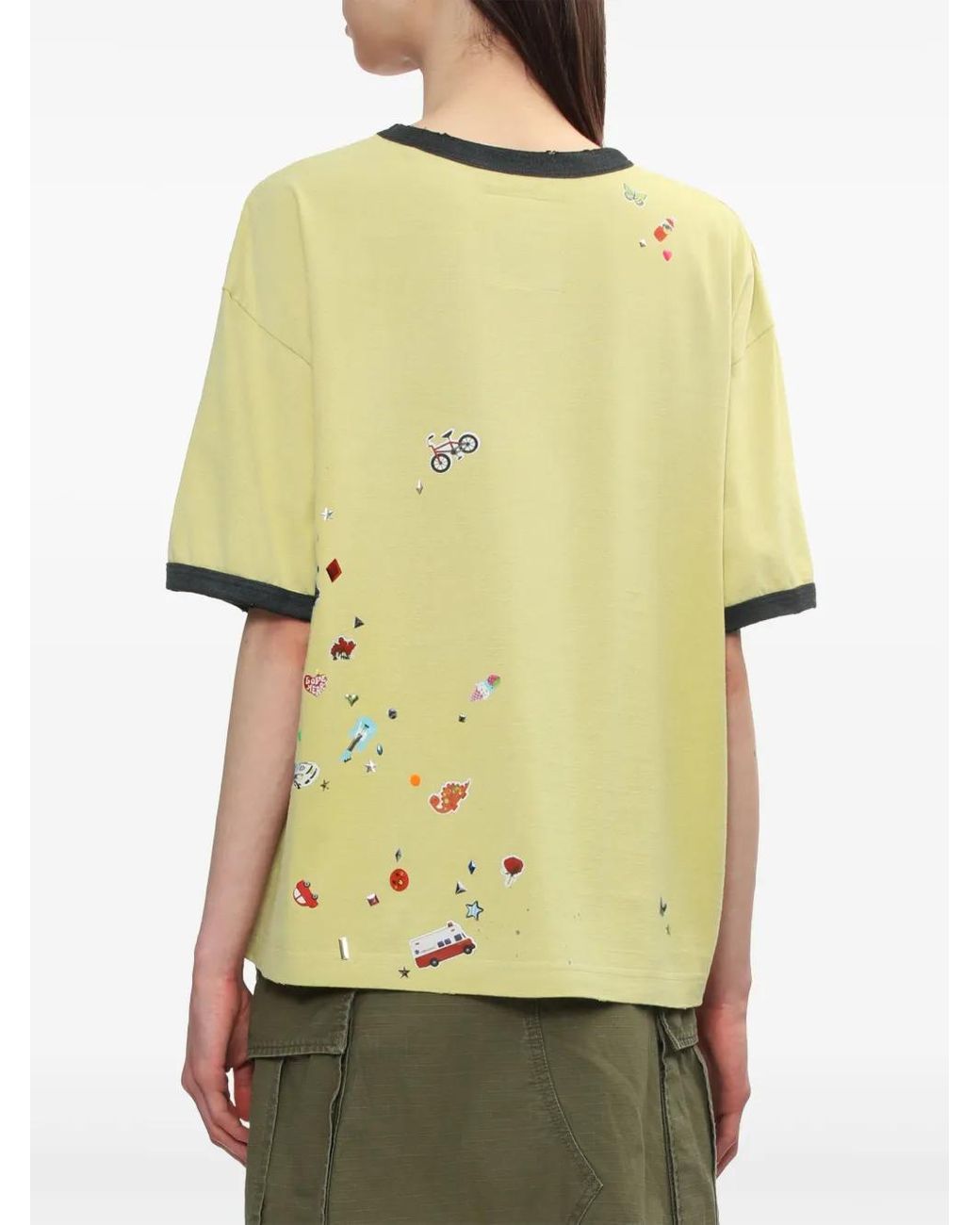 Maison Mihara Yasuhiro Smiley Face-Print T-Shirt in Yellow | Lyst