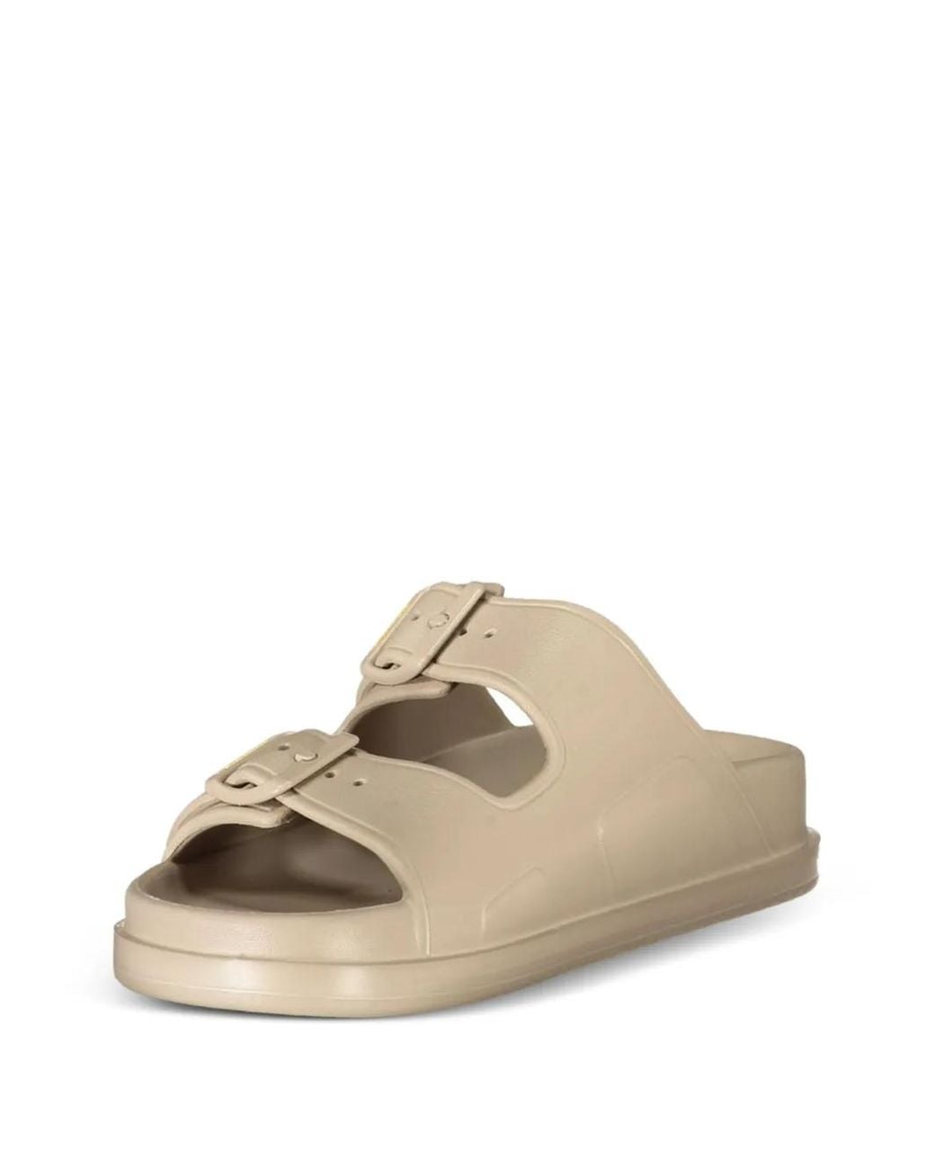 Blauer White Buckled Flat Sandals