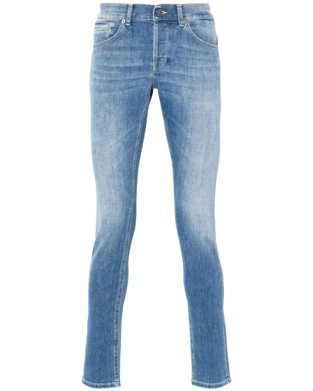 Dondup Blue Logo-Print Tapered Jeans for men