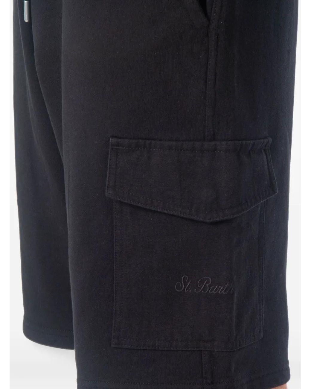 Mc2 Saint Barth Black Short De Sport Cargo Argo À Lien De Resserrage for men