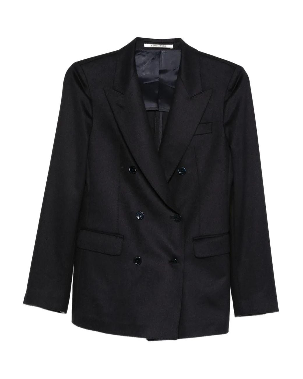 Tagliatore Black Double-Breasted Long-Sleeves Blazer