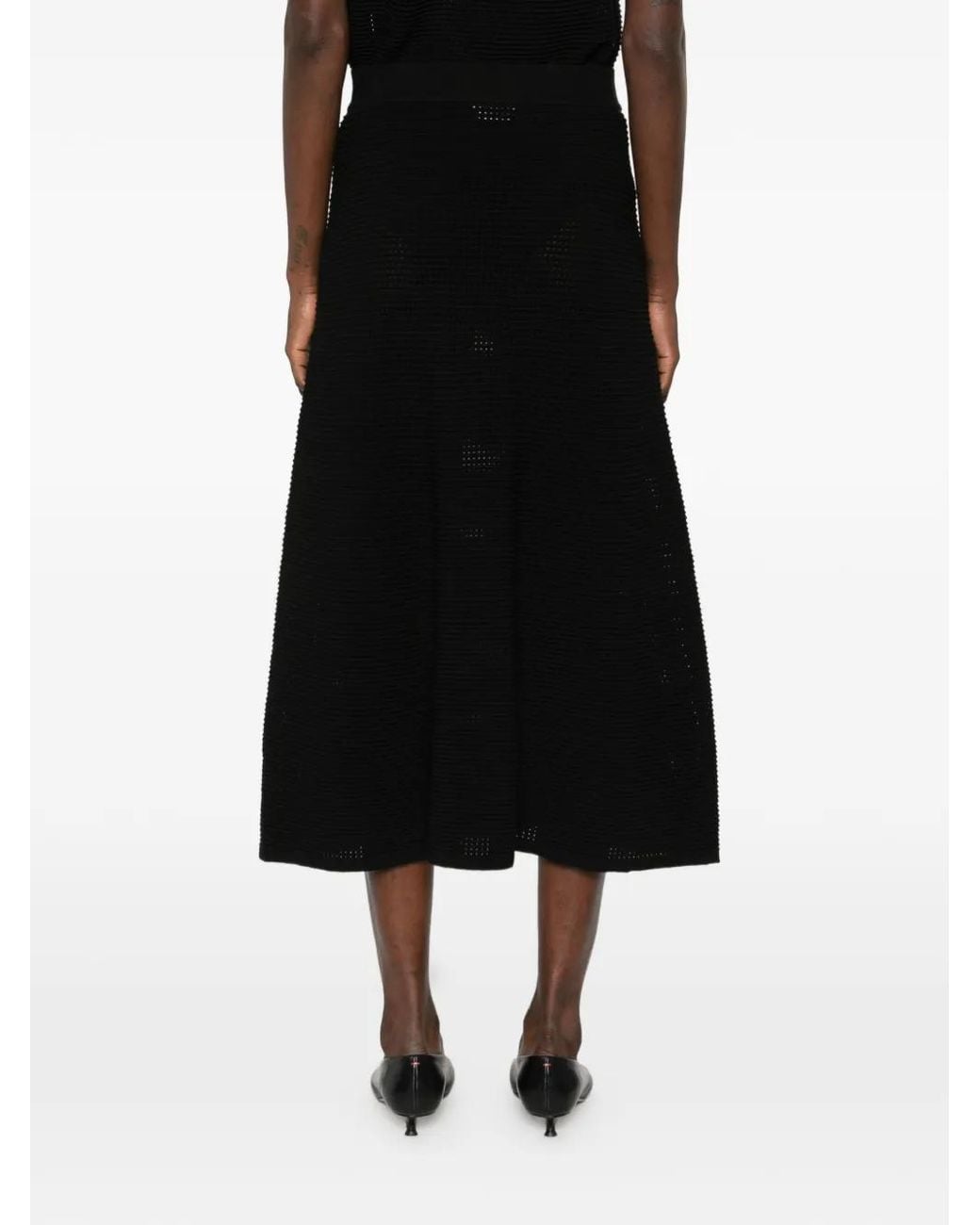 P.A.R.O.S.H. Black Elastic-Waist Textured Skirt