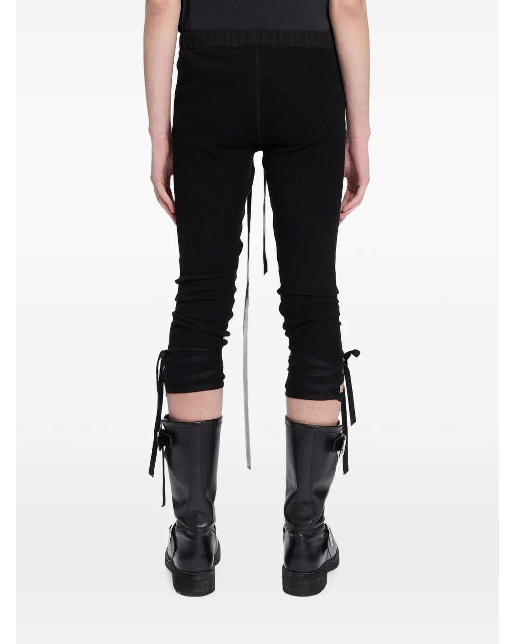 Ann Demeulemeester Black Fredy Ribbed Tie-Fastening Trousers for men