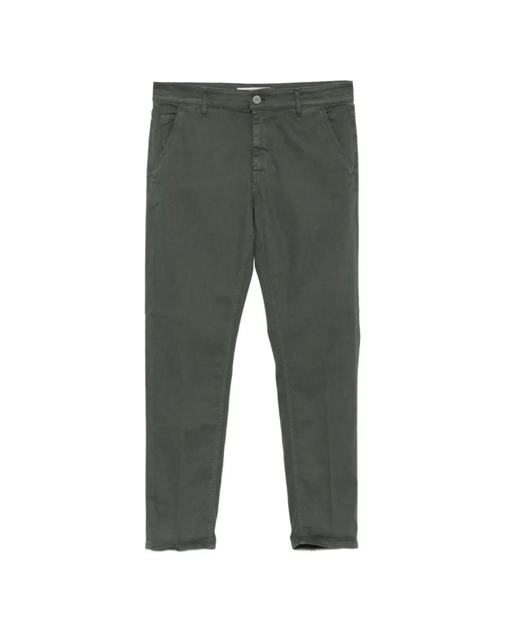 PT Torino Gray Logo-Patch Slim-Fit Trousers for men