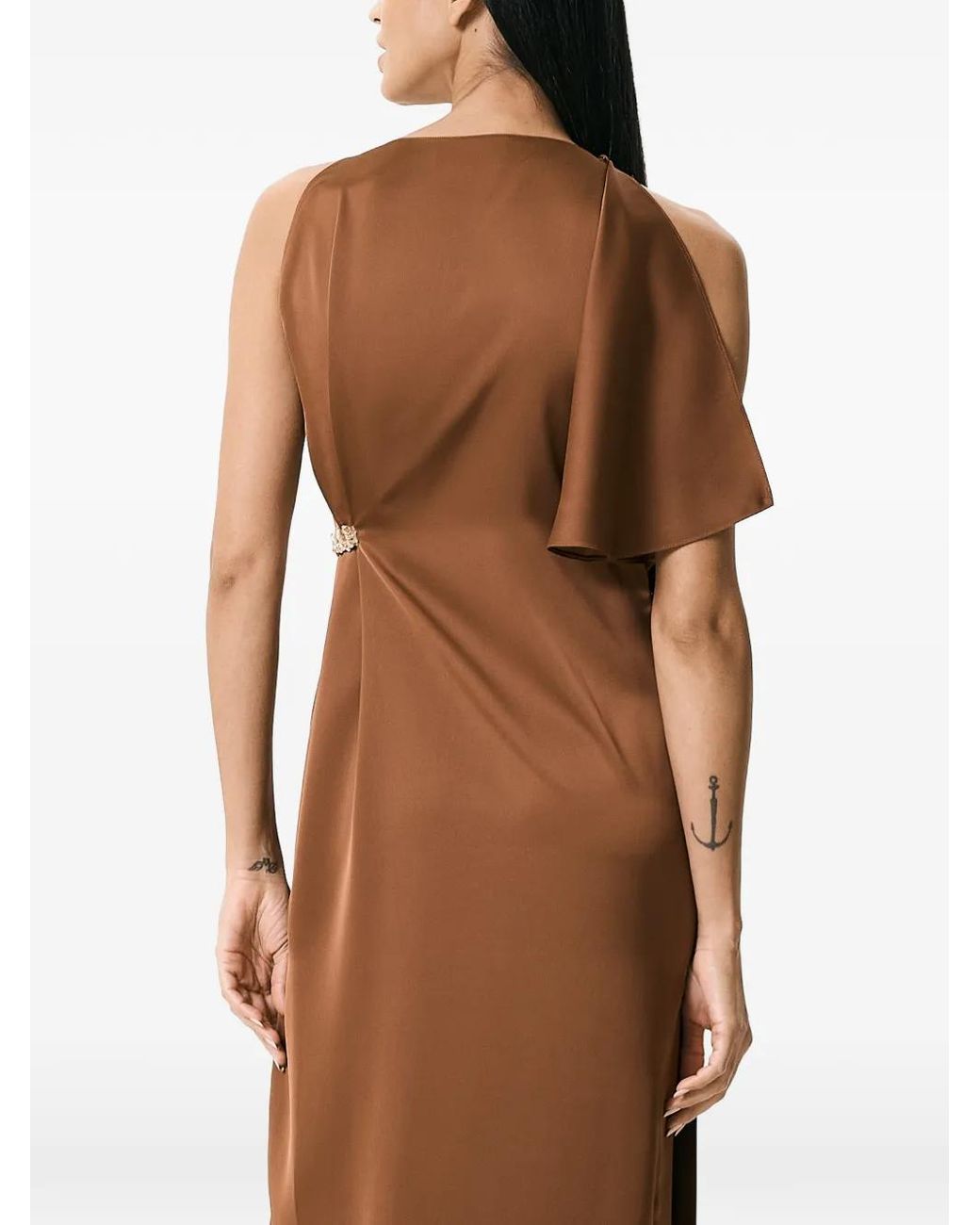 V:PM ATELIER Brown Etta Draped Maxi Dress