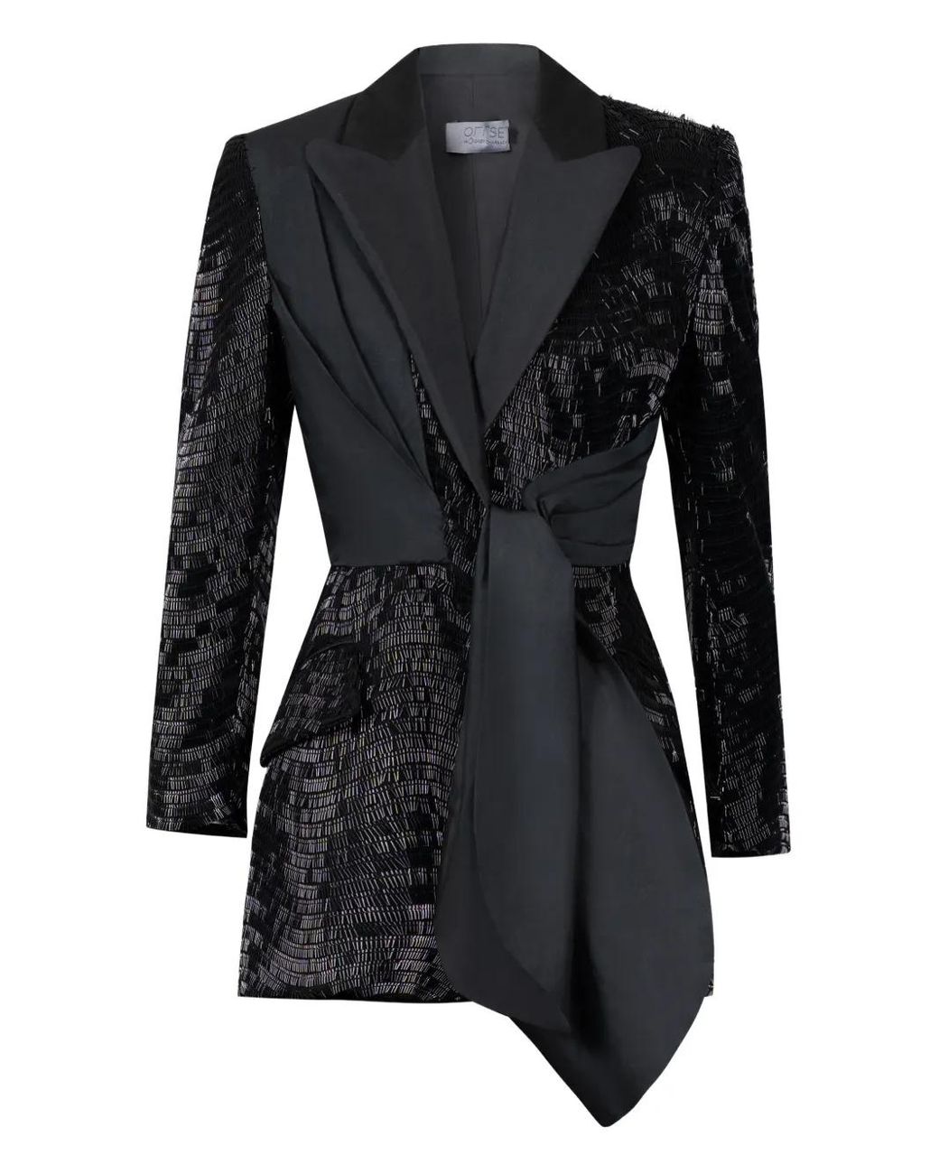 Gaby Charbachy Black Sequin-Embellished Wide-Leg Suit