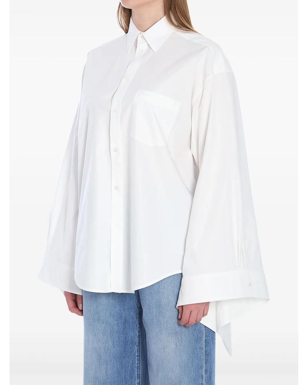Balenciaga White Tied Cuffs Blouse
