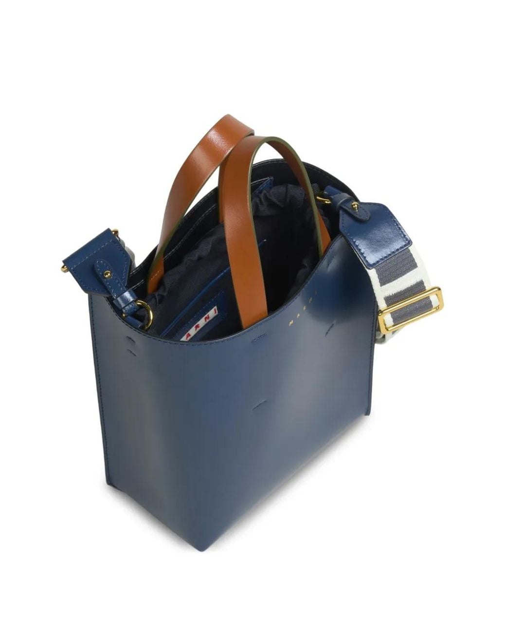 Marni Blue Mini Museo Structured Two-Tone Tote Bag