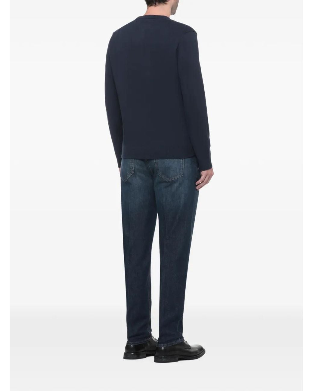 Tommy Hilfiger Blue Logo-Embroidered Crew-Neck Sweater for men