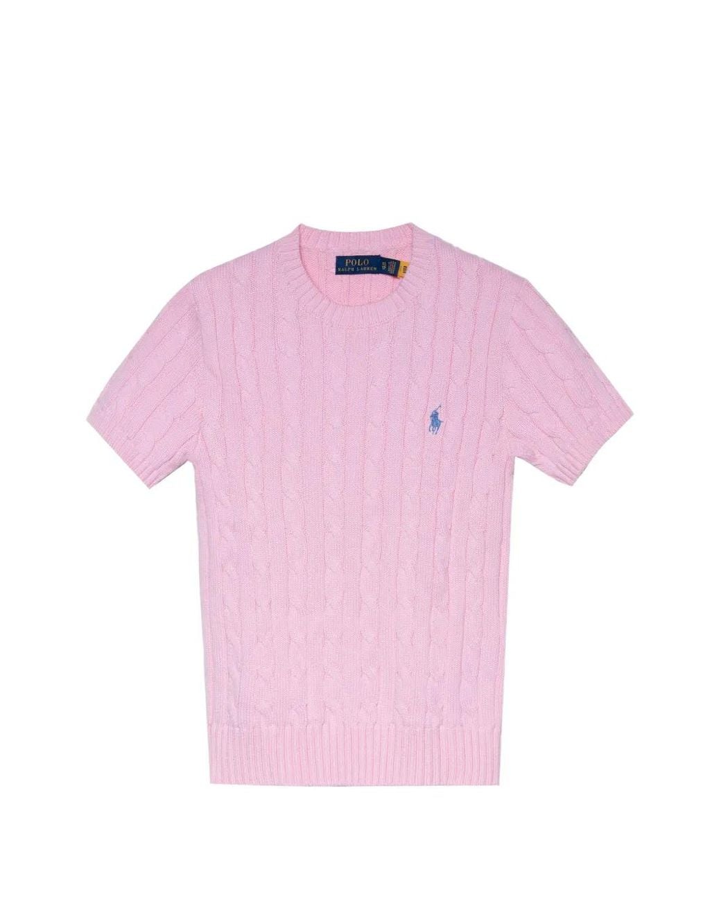 Polo Ralph Lauren Pink Cable-Knit Short-Sleeve Top