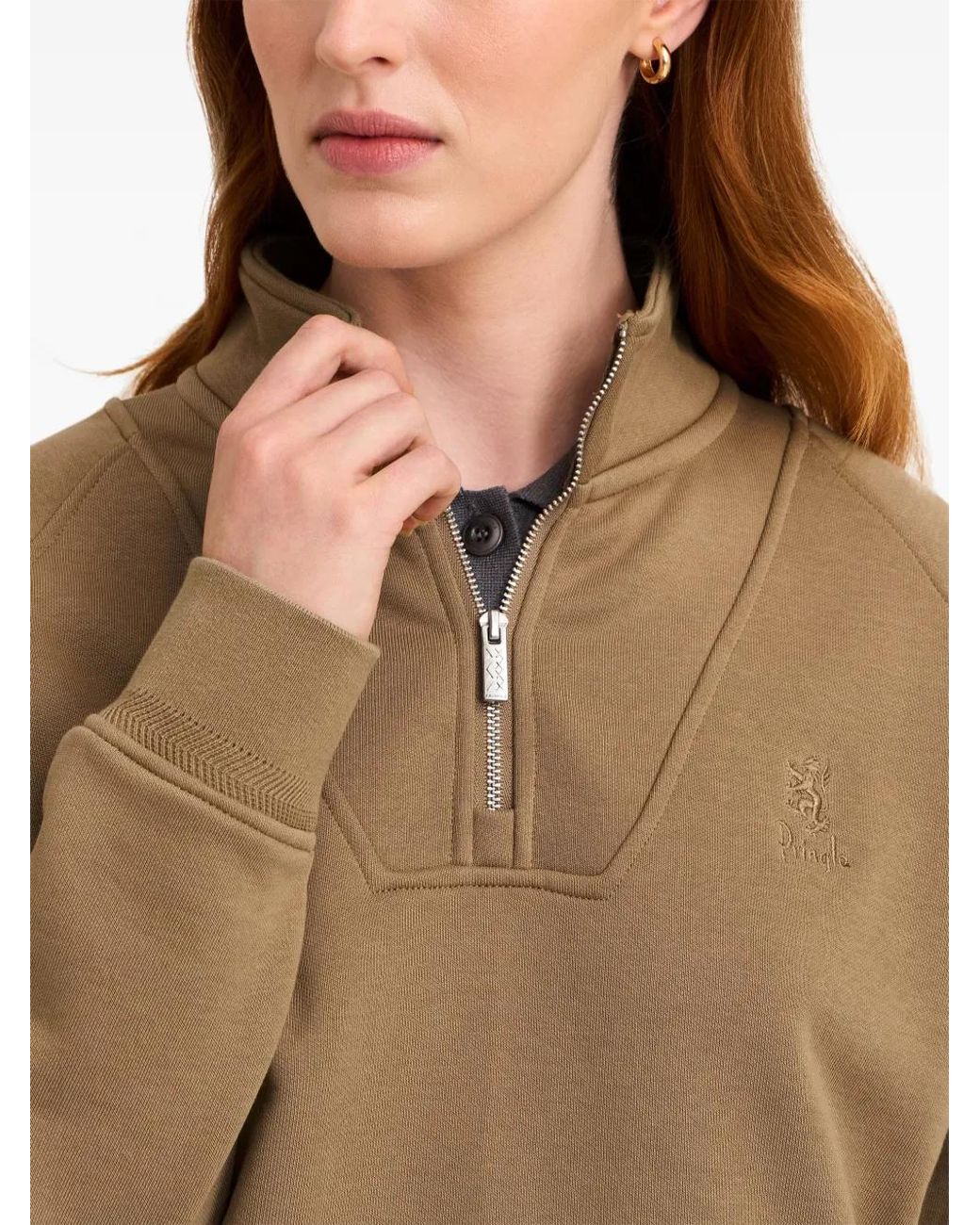 Pringle of Scotland Natural Half-Zip Raglan-Sleeve Sweatshirt